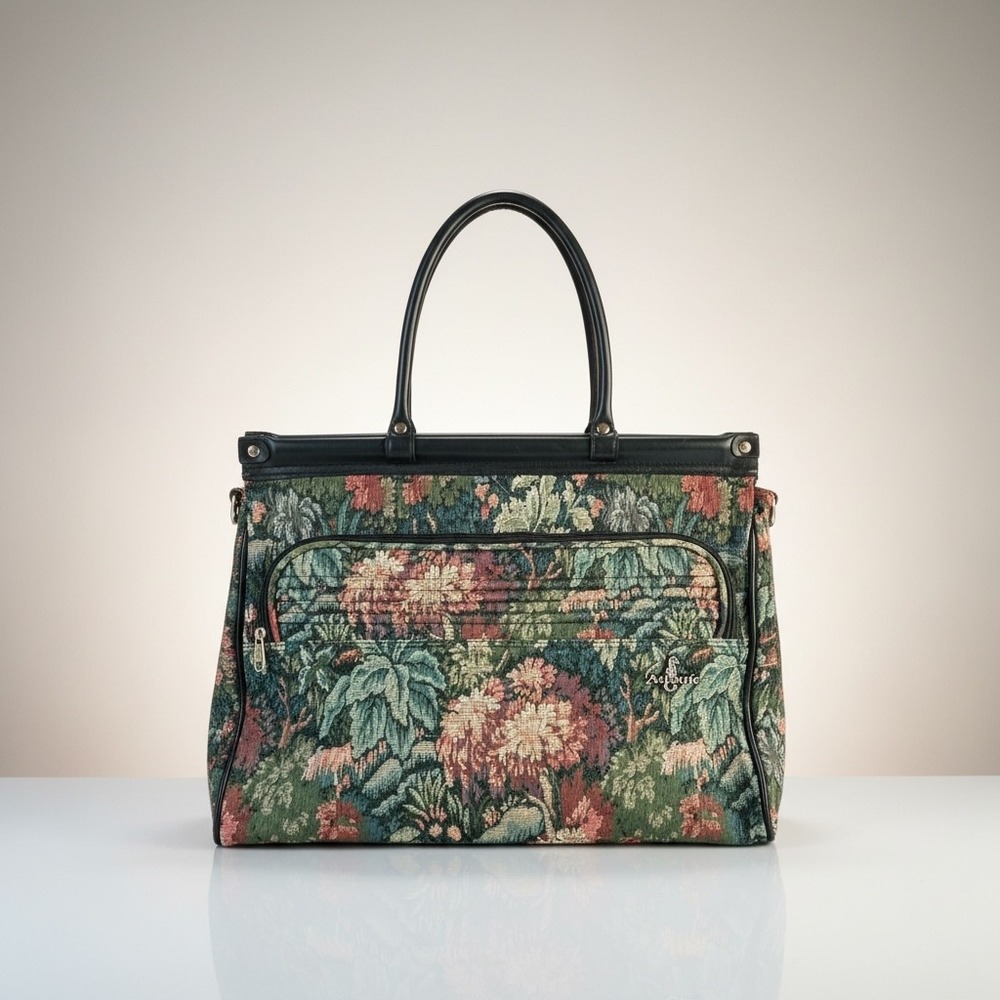 Atlantic Vintage Floral Tapestry Carry On Bag Green Pink Garden Cottagecore 90s